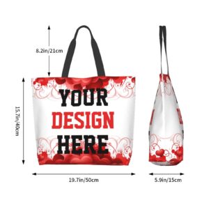 Custom Bag Custom Handmade Totes With You Text Picture Team Logo Women Bags Red White Personalized Shoulder Bag