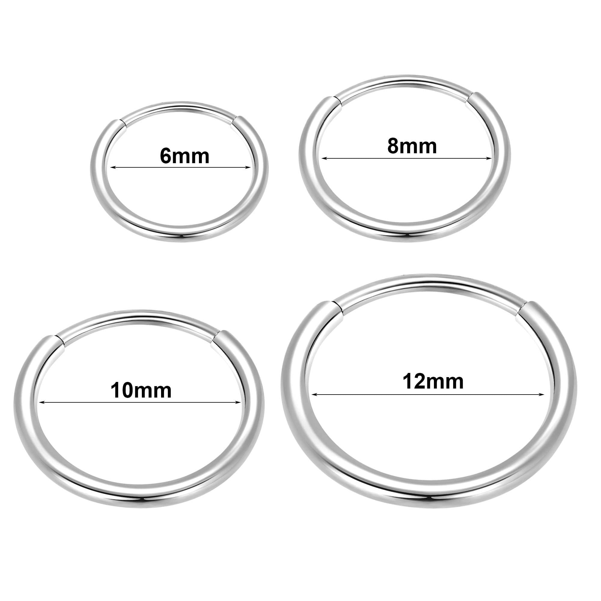 LovePiercing ASTM-F136 titanium earrings small hoop earrings for women septum rings nose rings 20G Silver(20G 14MM)