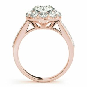 4.50 Ct Round Cut Simulated Diamond Flower Halo Wedding Ring 925 Sterling Silver 14K Rose Gold Finish Wedding Anniversary Gorgeous Promise Ring Gift For Her