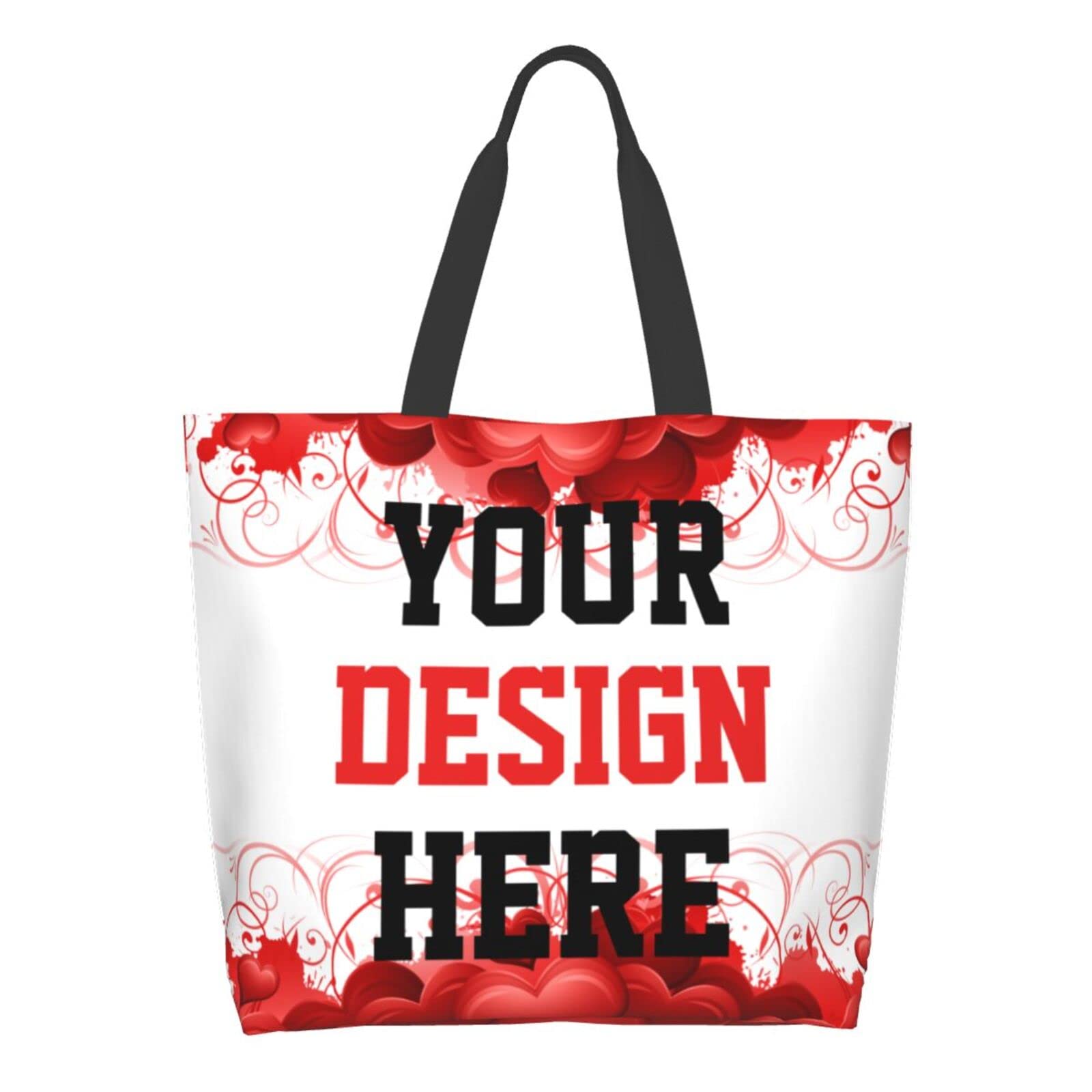 Custom Bag Custom Handmade Totes With You Text Picture Team Logo Women Bags Red White Personalized Shoulder Bag