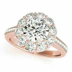 4.50 Ct Round Cut Simulated Diamond Flower Halo Wedding Ring 925 Sterling Silver 14K Rose Gold Finish Wedding Anniversary Gorgeous Promise Ring Gift For Her