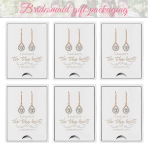 DHQH 4/6 Pairs Bridesmaids Proposal Gift Bridesmaids Earrings Classic Cubic Zirconia Teardrop Dangle Earrings for Women I Couldn’t Tie a Knot Without You Wedding Jewelry Gifts