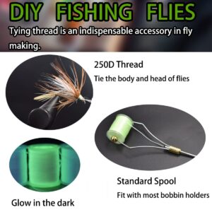 PHECDA PROFLY 6 Colors Night Luminous Fly Tying Thread High Strength Fly Tying Materials (6 Colors Set-250D)