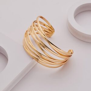 LILIE&WHITE Gold Cuff Bangle Bracelet For Women Gold Line Web Cuff Bracelet Chunky Gold Cuffs Cute Bangle Bracelet