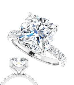 handmade 18k gold 5 ct cushion cut vvs1 colorless moissanite engagement rings for women bridal set moissanite wedding rings for gifts (white gold, 10)