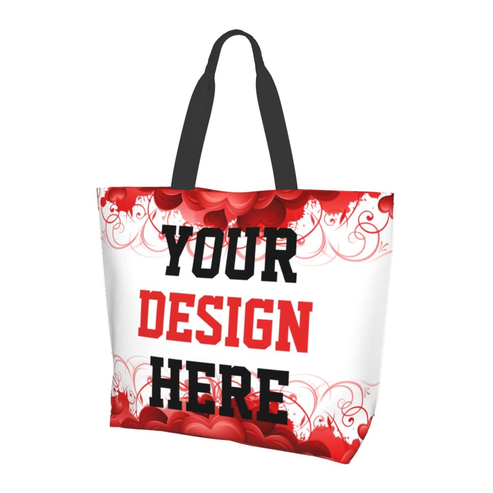 Custom Bag Custom Handmade Totes With You Text Picture Team Logo Women Bags Red White Personalized Shoulder Bag