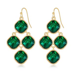 lilie&white gold statement earrings for women emerald crystal dangle earrings fashion drop earrings chandelier earrings gold jewelry for women green earrings