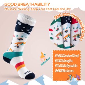 WEIERYA Kids Ski Socks Merino Wool, Kids Wool Socks, Knee-high Snow Socks for Boys Girls, Winter socks, 1/3 Pairs Dark Blue S 1 Pair