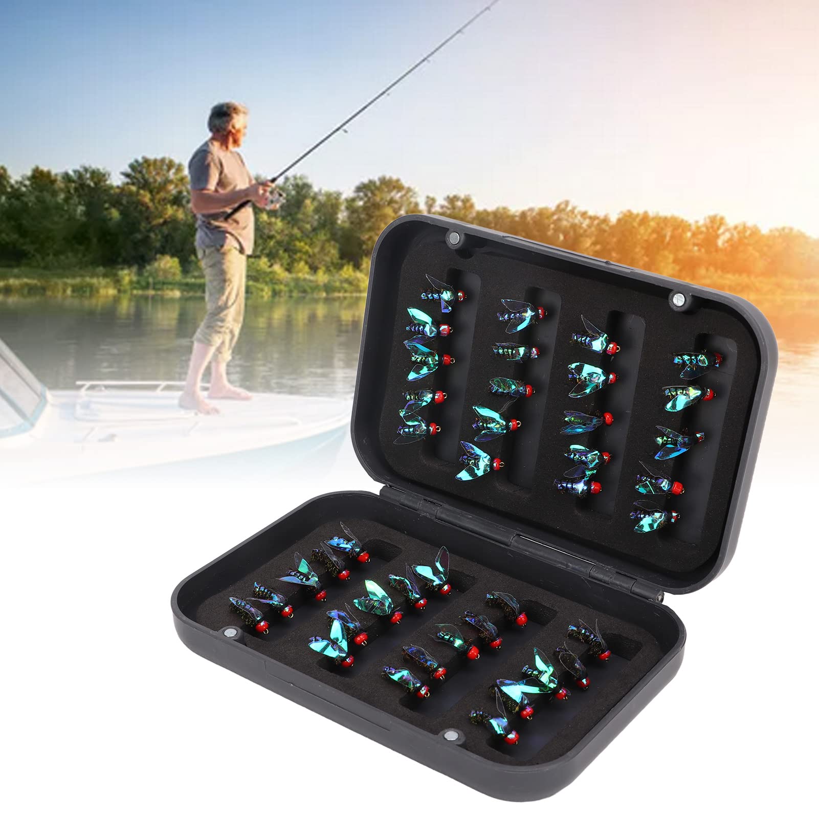 SPYMINNPOO Fly Fishing Lures Kit,40Pcs Fly Fishing Lures Bait with Storage Box High Carbon Steel Hook for Trout Bass Fishing Fishing Supplies