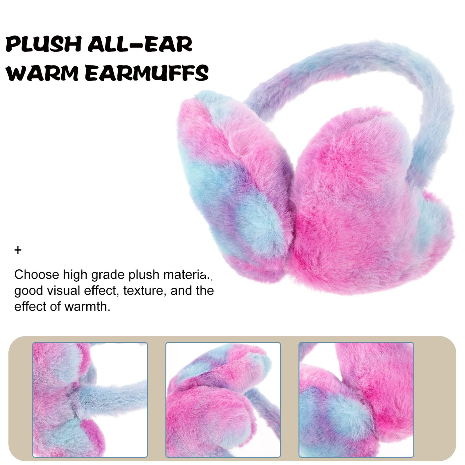 SOIMISS Women Winter Earmuffs Furry Heart Shape Ear Muffs Faux Fur Colourful Ear Covers Warm Ear Warmers for Women Girls Outdoor