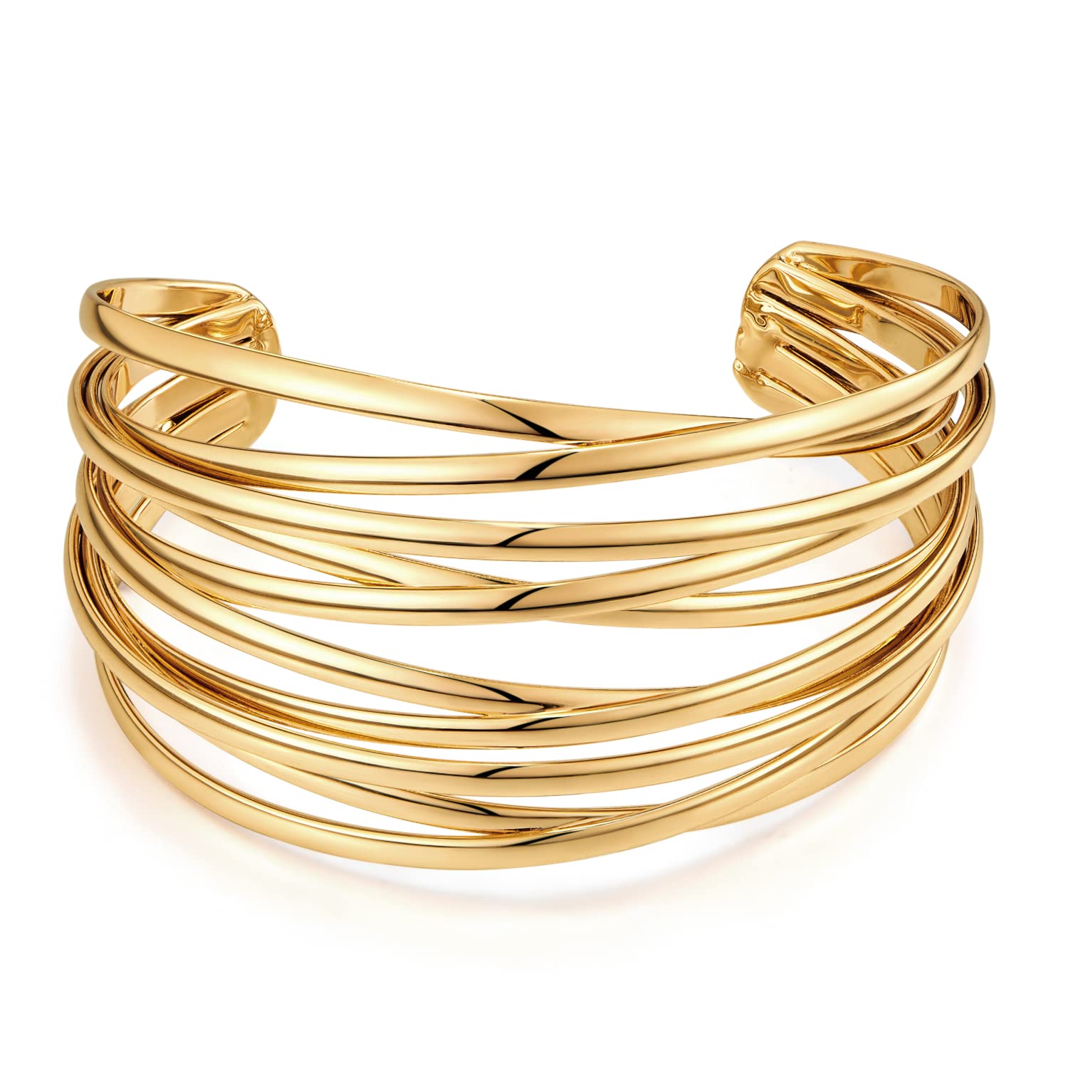 LILIE&WHITE Gold Cuff Bangle Bracelet For Women Gold Line Web Cuff Bracelet Chunky Gold Cuffs Cute Bangle Bracelet