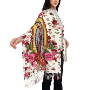 puurbol virgen de guadalupe women blanket scarf shawls virgin mary catholic rose