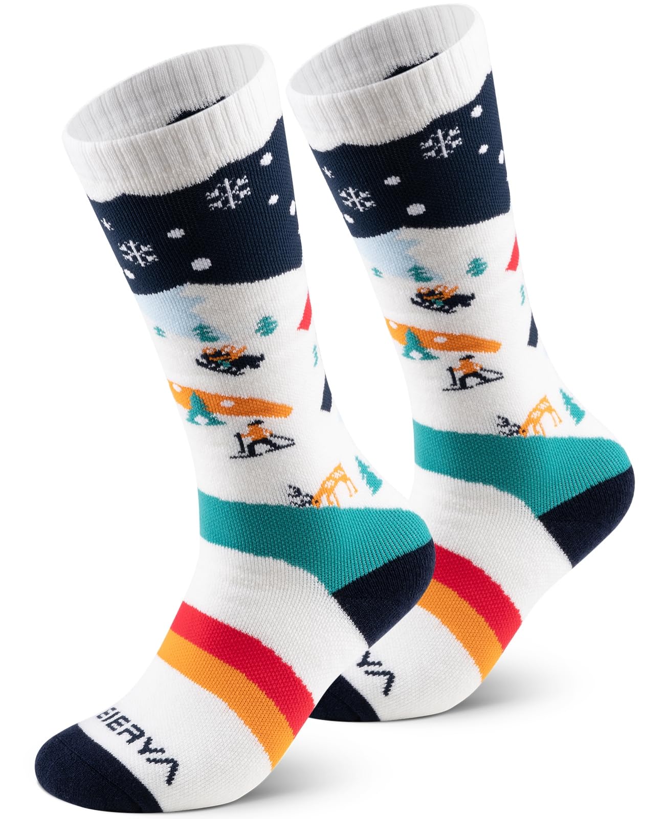 WEIERYA Kids Ski Socks Merino Wool, Kids Wool Socks, Knee-high Snow Socks for Boys Girls, Winter socks, 1/3 Pairs Dark Blue S 1 Pair