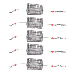 SPYMINNPOO Fishing Bait Cage, 5Pcs Fishing Bait Cages Lure Cage Stainless Steel Fishing Trap Basket Feeder Holder Vehiclemirror Other Fishing Tools and Accessories(M£©