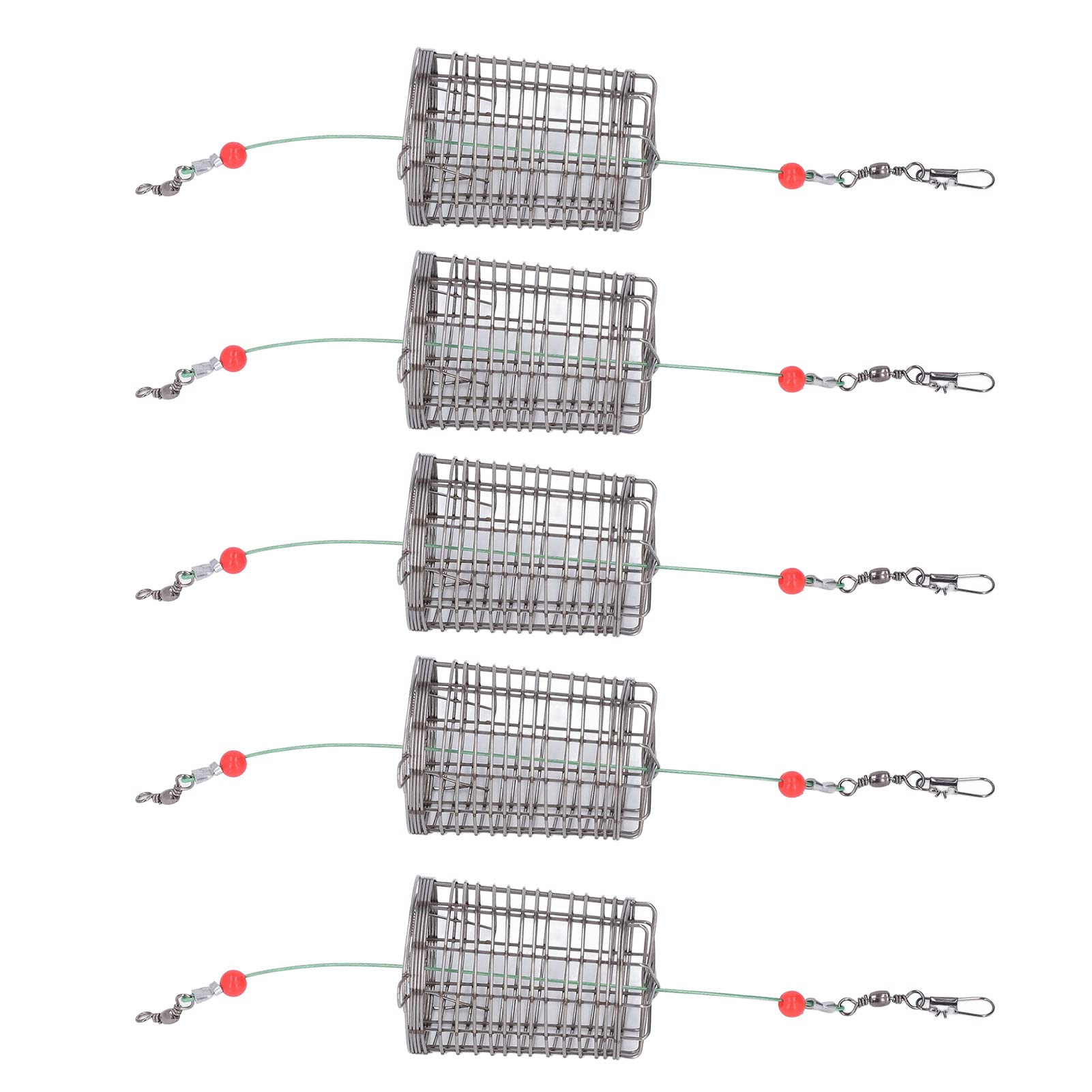 SPYMINNPOO Fishing Bait Cage, 5Pcs Fishing Bait Cages Lure Cage Stainless Steel Fishing Trap Basket Feeder Holder Vehiclemirror Other Fishing Tools and Accessories(M£©