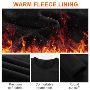 Heated Thermal Tops for Men Women Electric Heating Thermal Shirt Long Sleeves Underwear Fleece Lined for Cold Weather (Men, Black, 3XL)