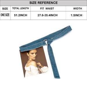 ILuvatar Women's Denim Waist Belt Blue Jean Waist Rope Tiny Belt for Pants Dress Jeans Metal buckle cotton belt