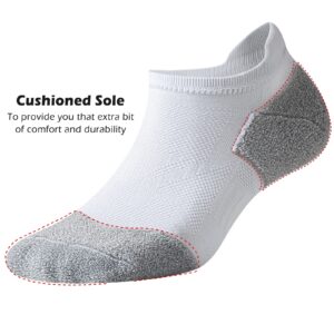 Gonii Compression Athletic Ankle Socks Women Running Cushioned Low No show Socks 5 Pairs (White)