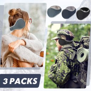 Zhehao 3 Pcs Winter Ear Muffs for Men Ear Warmers Waterproof Ear Covers with Reflective Stripe Unisex 3 Colors (black, Gray, Blue)