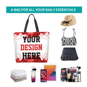 Custom Bag Custom Handmade Totes With You Text Picture Team Logo Women Bags Red White Personalized Shoulder Bag