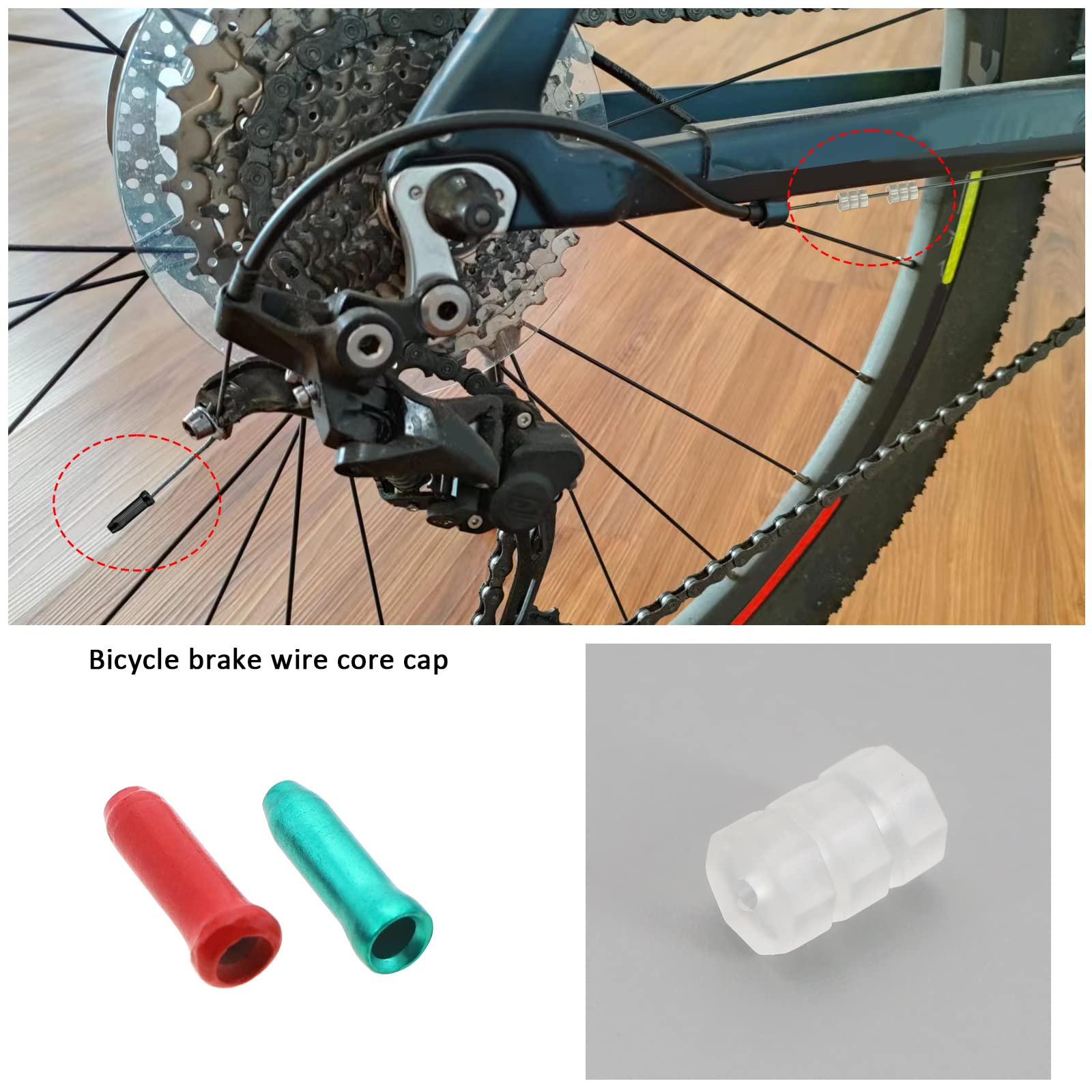 The Lord of the Tools 100Pcs Bike Cable End Caps Replacement Cable Crimp Terminals Aluminium Alloy Bike Cable End Crimps with O Rings Accessories for Mountain Bikes Road Bikes Folding Bikes