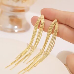 Long Tassel Earrings for Women Gold Dangle Earrings Metal Chain Gold Statement Earrings, Punk Long Threader Earrings Wedding Bridesmaid Prom Party