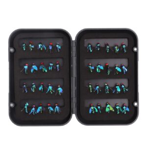 SPYMINNPOO Fly Fishing Lures Kit,40Pcs Fly Fishing Lures Bait with Storage Box High Carbon Steel Hook for Trout Bass Fishing Fishing Supplies