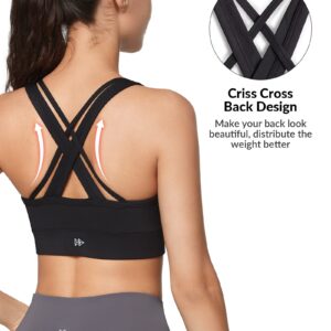 Yvette Zip Front Close Sports Bra - High Impact Full Support for Large Bust,Sewn in Pads,Wireless and Supportive, Black,M+