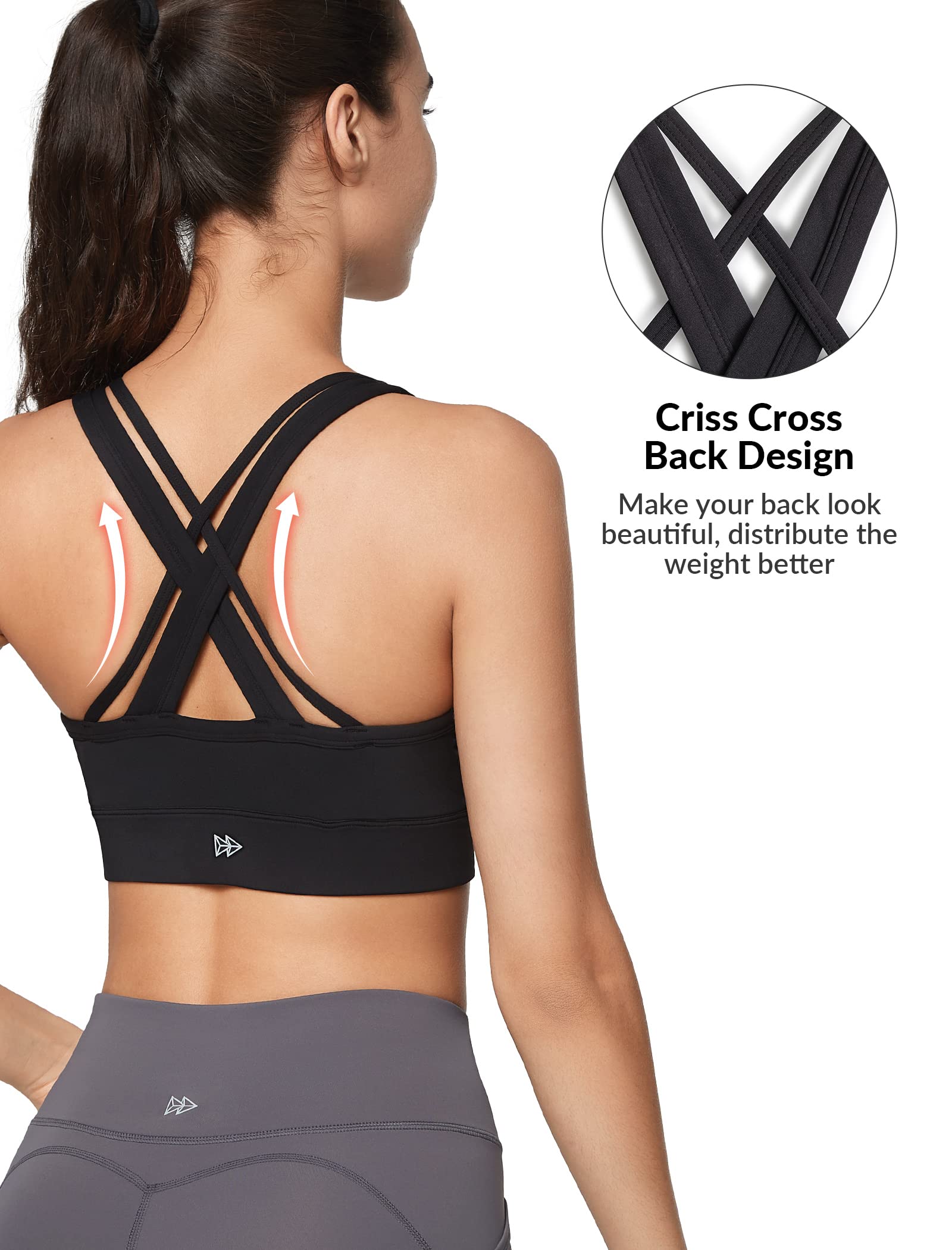 Yvette Zip Front Close Sports Bra - High Impact Full Support for Large Bust,Sewn in Pads,Wireless and Supportive, Black,M+