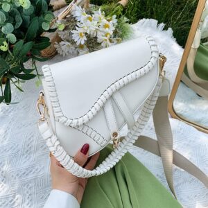 JBB Women Saddle Shoulder Bag Clutch Purse Small Crossbody Bag Satchel Bags Handbag PU Leather White