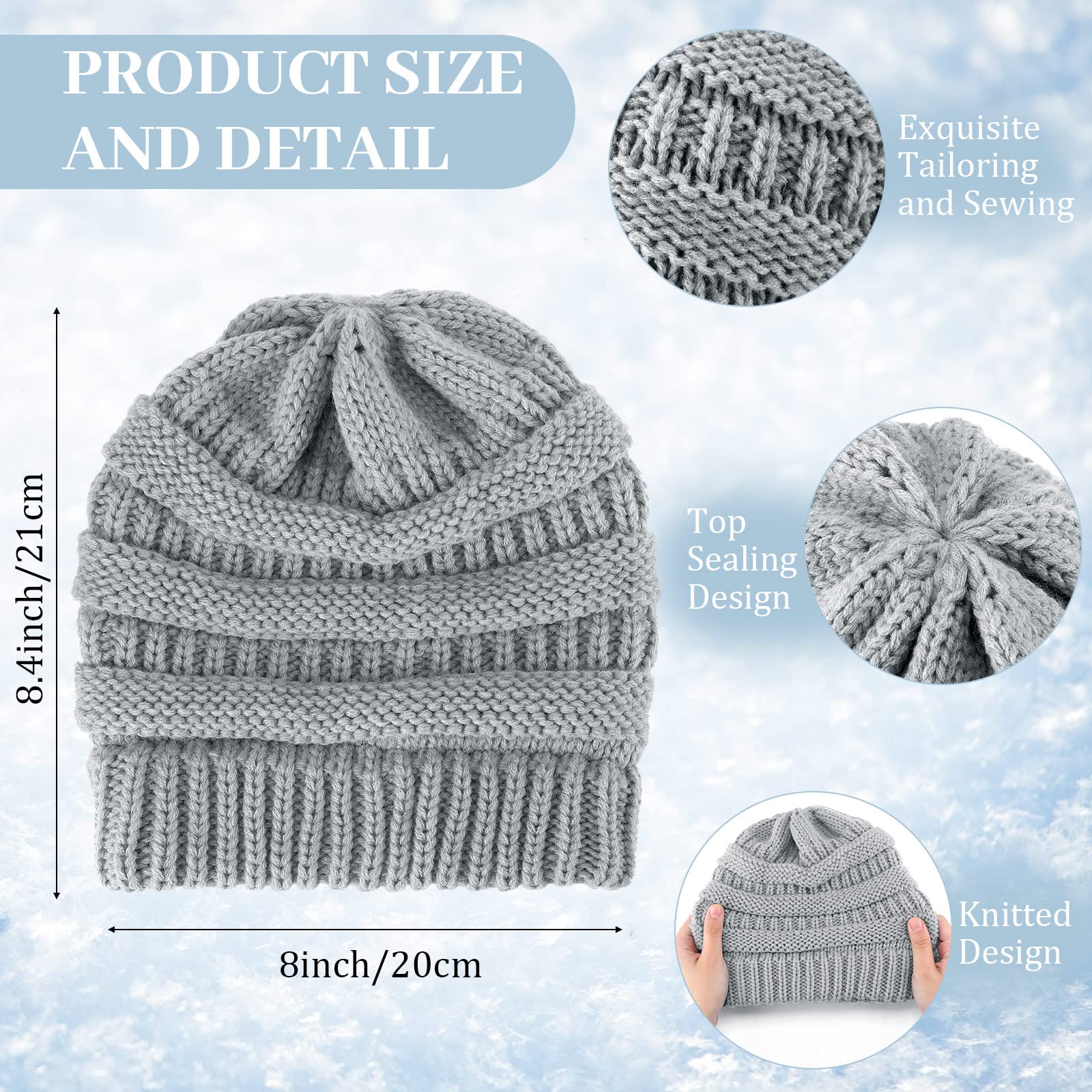 Zhehao 12 Pcs Winter Beanie Hat Scarf Gloves Set Including Knit Beanie Hat Warm Long Scarf Touch Screen Gloves for Women Men(Classic Colors, Plaid)