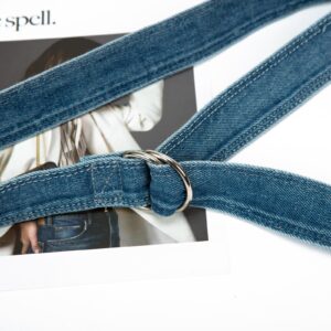 ILuvatar Women's Denim Waist Belt Blue Jean Waist Rope Tiny Belt for Pants Dress Jeans Metal buckle cotton belt