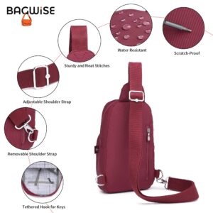 Bagwise Women's Crossbody Sling Bag, Bordeaux, Lightweight and Compact, Multi Pocket