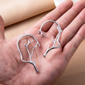 LOREMOW Ear Clips Earrings for Women Ear Cuffs Non Piercing Ear Wrap Branch Leaf Clip On Cartilage Helix Earrings Silver