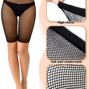 3 Pairs Fishnet High Waisted Shorts Fishnet Biker Short Elastic Sporty See Through Mesh Short Leggings for Women (Black, Pink, Dark Purple, Black, Coffee, Gray)