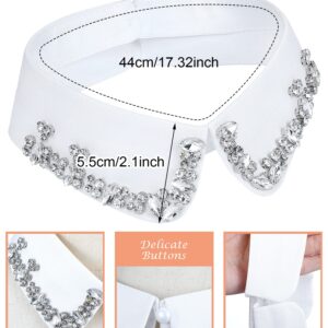 Giegxin 6 Pieces Rhinestones Half Shirt Blouse Dickey Collar Fake Collar Rhinestone Shirt Detachable Collar for Women Outfits(Black and White)