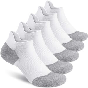 gonii compression athletic ankle socks women running cushioned low no show socks 5 pairs (white)