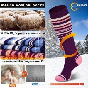 Ski Socks 50% Merino Wool Thermal Knee High Winter Snowboard Sport Socks Men Women