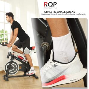 RQP Mens Cotton Athletic Socks Size 9-12 8 Pack Non Odor Quarter Length Knit Cushioned Liner Sox Breathable Moisture Wicking,Black