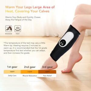 LINGTENG Leg Massager, Calf Air Compression Massager with Heat, Cordless Leg Massager for Circulation and Pain Relief, Calf Massager with 3 Intensities, Gifts for Women (Only Single)