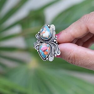 Rekha Gems Oyster Copper Turquoise Ring, 925 Sterling Silver Ring, Vintage Ring , Handmade Ring, Birthday Gift, Daily Wear Ring, Boho and Hippie, Ring, Turquoise Ring, Turquoise Jewelry- TQ-56 (8.50 US)