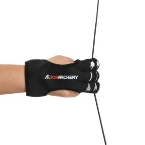 toparchery archery glove three finger guard - shooting gloves finger tab for men women beginner, recurve compound bow hunting target archery accessories