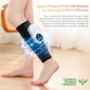 LINGTENG Leg Massager, Calf Air Compression Massager with Heat, Cordless Leg Massager for Circulation and Pain Relief, Calf Massager with 3 Intensities, Gifts for Women (Only Single)