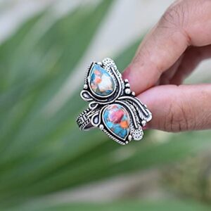 Rekha Gems Oyster Copper Turquoise Ring, 925 Sterling Silver Ring, Vintage Ring , Handmade Ring, Birthday Gift, Daily Wear Ring, Boho and Hippie, Ring, Turquoise Ring, Turquoise Jewelry- TQ-56 (8.50 US)