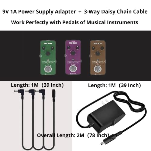 for Boss PSA Adapter 9V DC Guitar Pedal Power Supply 1A Power Cord for BOSS Effects Pedal,One Spot (1 Spot),Casio Keyboard,Roland,Distortion,PSA-120S,Center Negative with 3 Way Daisy Chain Cables