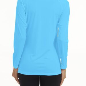 KINGFEN Women UPF 50+ Sun Protection Clothing Cozy Pastel Pullover Loose Long Sleeve Workout Tops for Women Uv Protection Outdoor Activities Shirt Running Shirts Women Ice Blue Medium