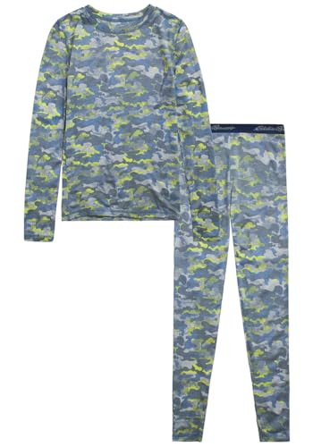 Eddie Bauer Thermal Underwear For Kids - 2 Piece Performance Base Layer Underwear Set For Boys and Girls (5-16), Size 10-12, Lime Green