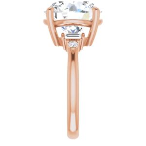 14K Gold Handmade 7 CT Round Cut VVS1 Colorless Moissanite Engagement Ring for Women Bridal Set Moissanite Wedding Ring for Gifts (Rose Gold, 7)