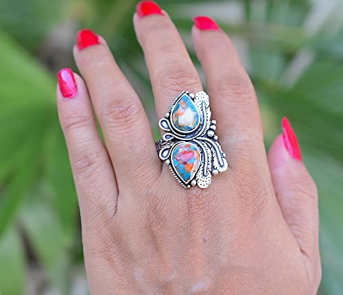 Rekha Gems Oyster Copper Turquoise Ring, 925 Sterling Silver Ring, Vintage Ring , Handmade Ring, Birthday Gift, Daily Wear Ring, Boho and Hippie, Ring, Turquoise Ring, Turquoise Jewelry- TQ-56 (8.50 US)