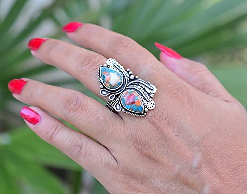 Rekha Gems Oyster Copper Turquoise Ring, 925 Sterling Silver Ring, Vintage Ring , Handmade Ring, Birthday Gift, Daily Wear Ring, Boho and Hippie, Ring, Turquoise Ring, Turquoise Jewelry- TQ-56 (8.50 US)